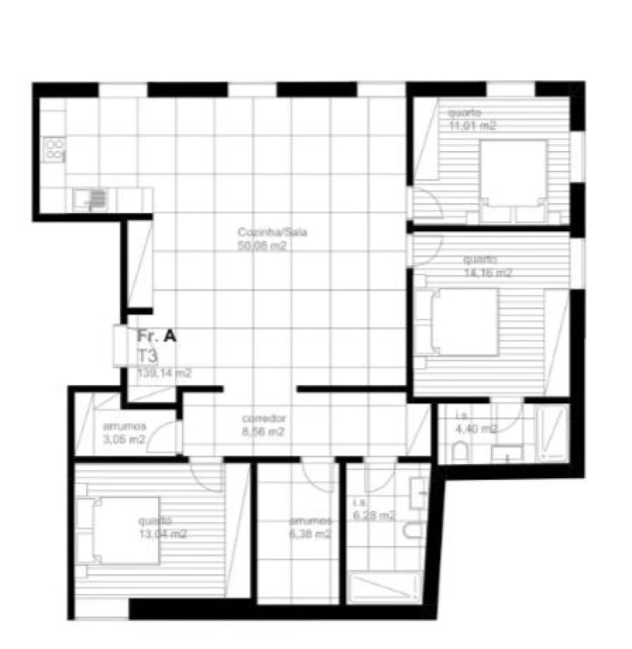 Apartamento T3 para Venda em Tondela e Nandufe Planta 1
