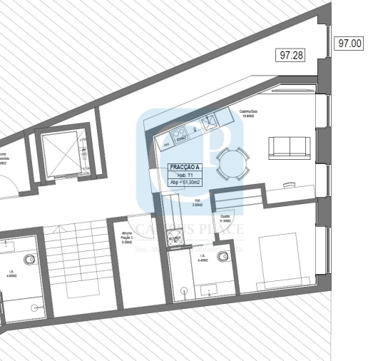 Apartamento T0 para Venda em Bonfim Planta 1