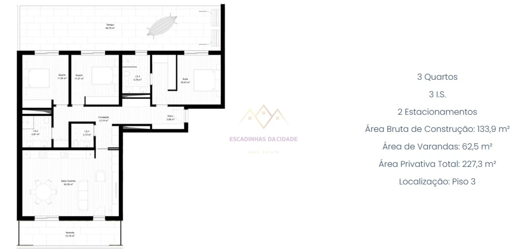 Apartamento T3 para Venda em Portimão Planta 2