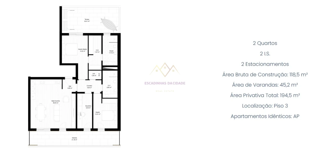 Apartamento T3 para Venda em Portimão Planta 2