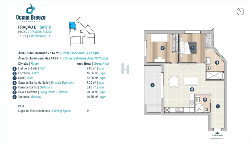 Apartamento T2 para Venda em Portimão Planta 1