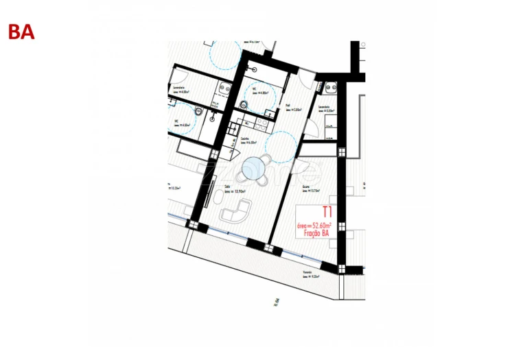 Apartamento T1 para Venda em Freamunde Planta 1