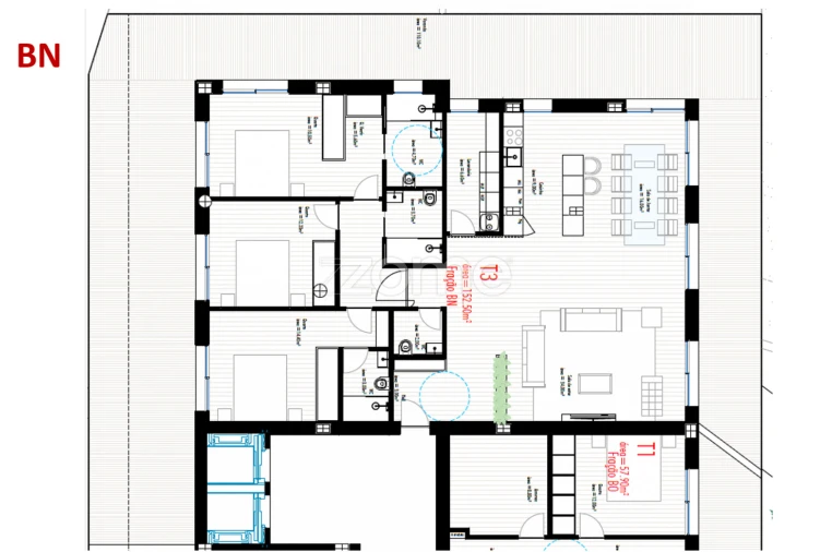 Apartamento T3 para Venda em Freamunde Planta 1