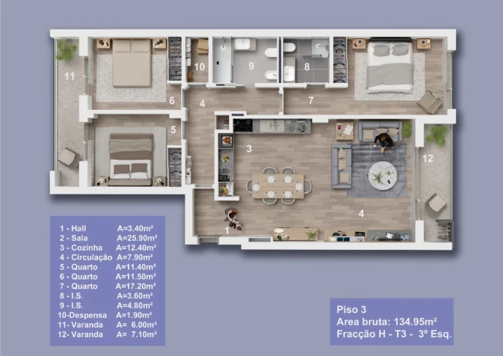 Apartamento T3 para Venda em Mafra Planta 1