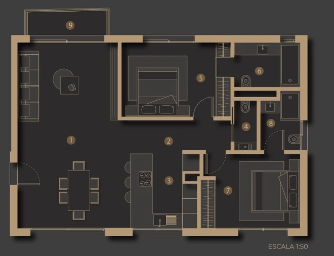 Apartamento T2 para Venda em São Martinho Planta 1