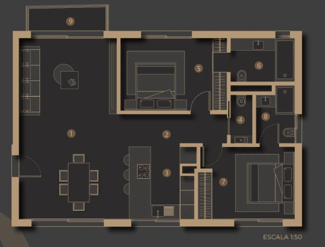 Apartamento T2 para Venda em São Martinho Planta 1