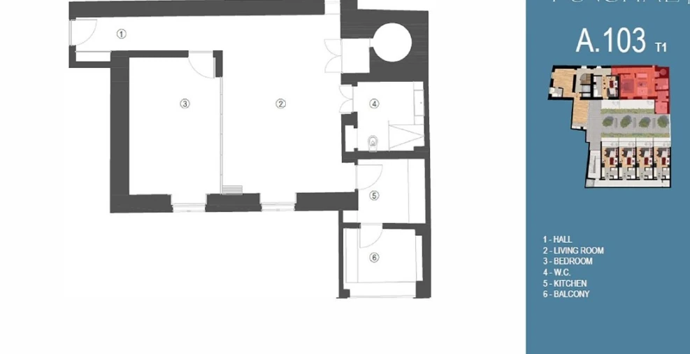Apartamento T1 para Venda em Funchal (São Pedro) Planta 6