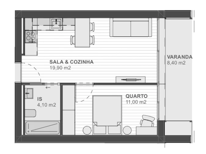 Apartamento T1 para Venda em Vila Nova de Famalicão e Calendário Planta 1