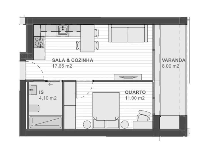 Apartamento T1 para Venda em Vila Nova de Famalicão e Calendário Planta 1
