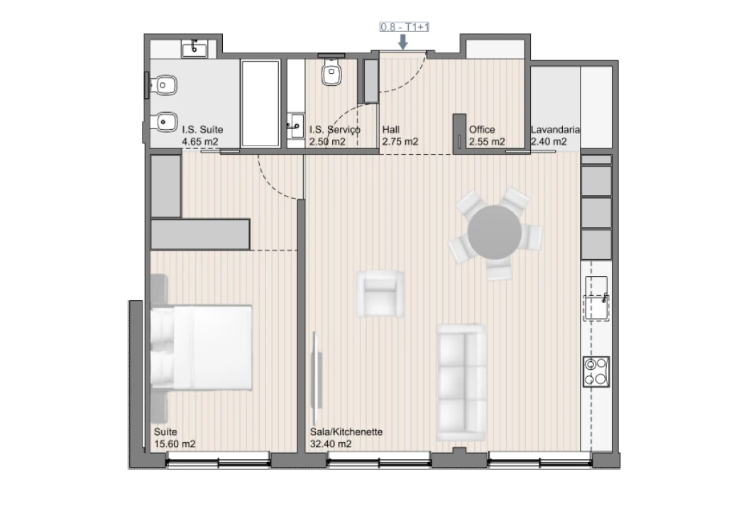 Apartamento T1 para Venda em Madalena Foto 36