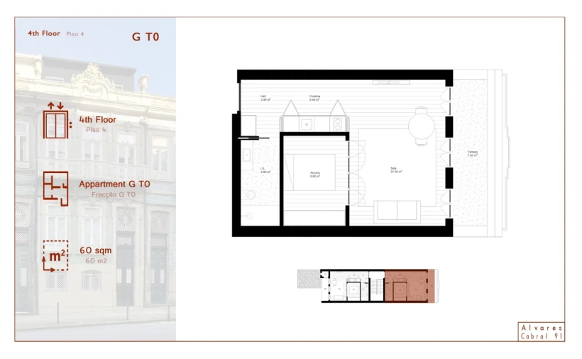Apartamento T1 para Venda em Cedofeita, Santo Ildefonso, Sé, Miragaia, São Nicolau e Vitória Planta 1