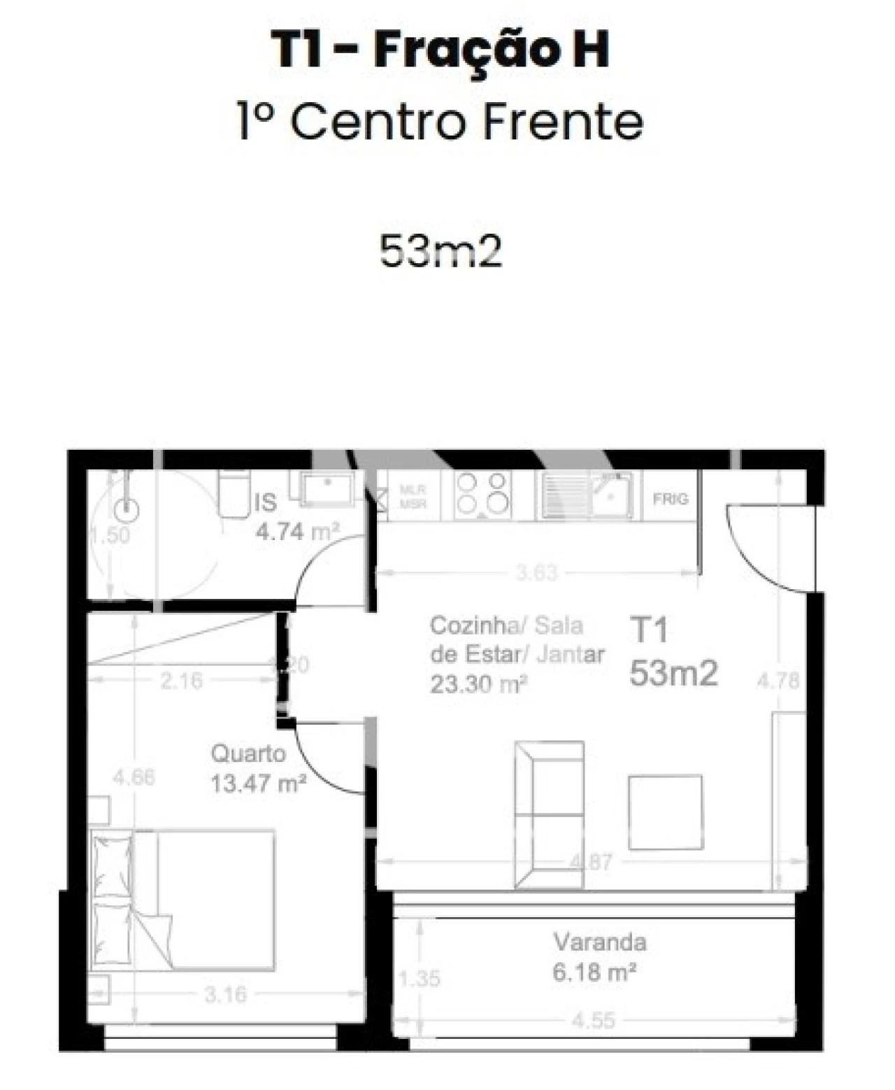 Apartamento T1 para Venda em Custoias Foto 12