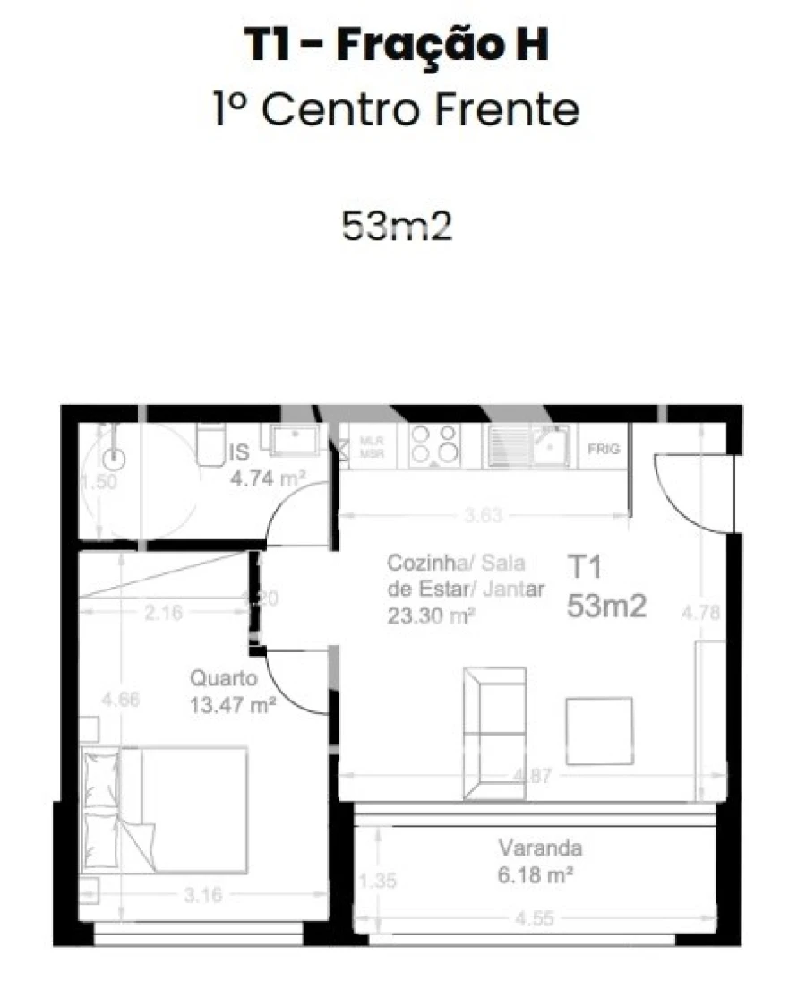 Apartamento T1 para Venda em Custoias Foto 12