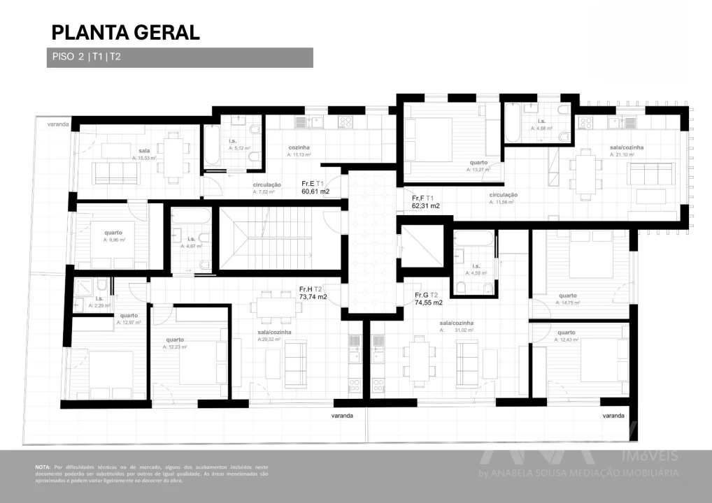 Apartamento T2 para Venda em Viseu Foto 10