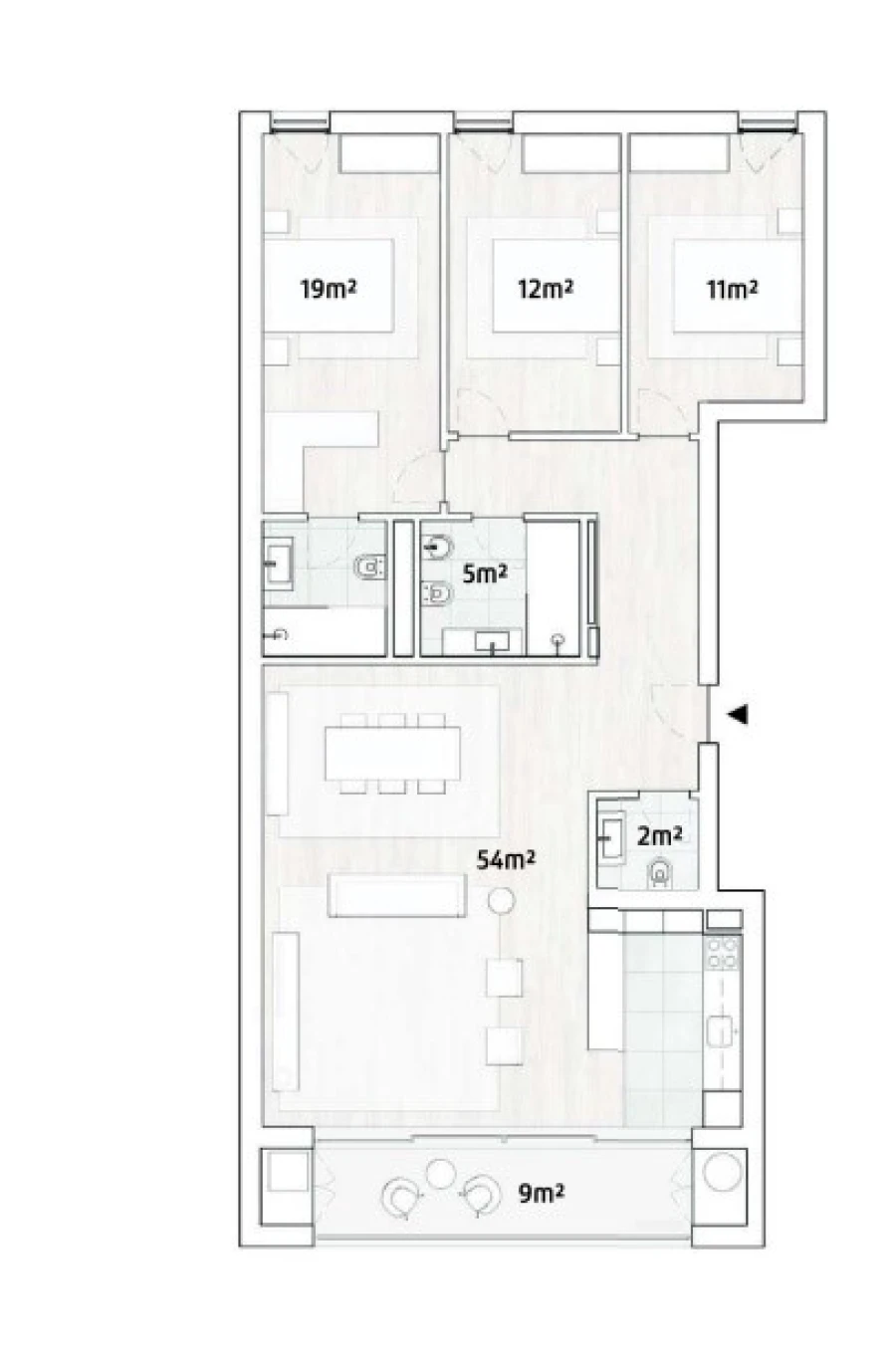 Apartamento T3 para Venda em Canidelo Planta 1