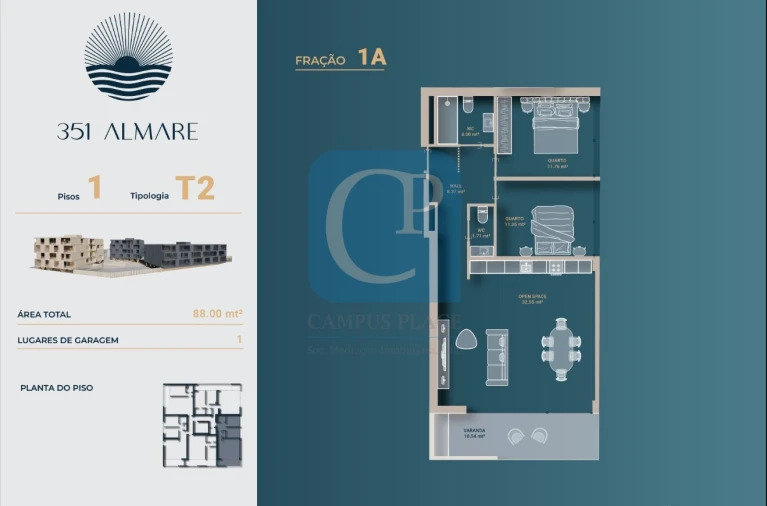 Apartamento T2 para Venda em Vila Nova de Anha Planta 1