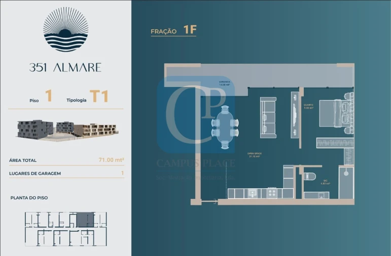 Apartamento T1 para Venda em Vila Nova de Anha Planta 1