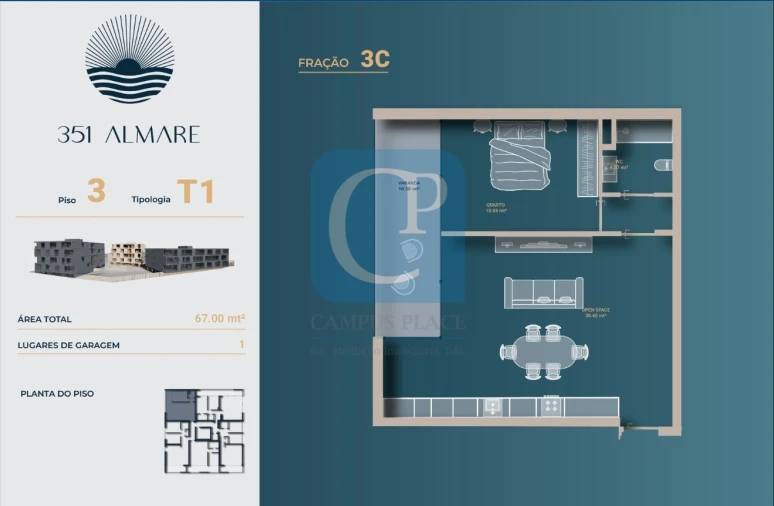 Apartamento T1 para Venda em Vila Nova de Anha Planta 1