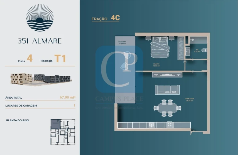 Apartamento T1 para Venda em Vila Nova de Anha Planta 1