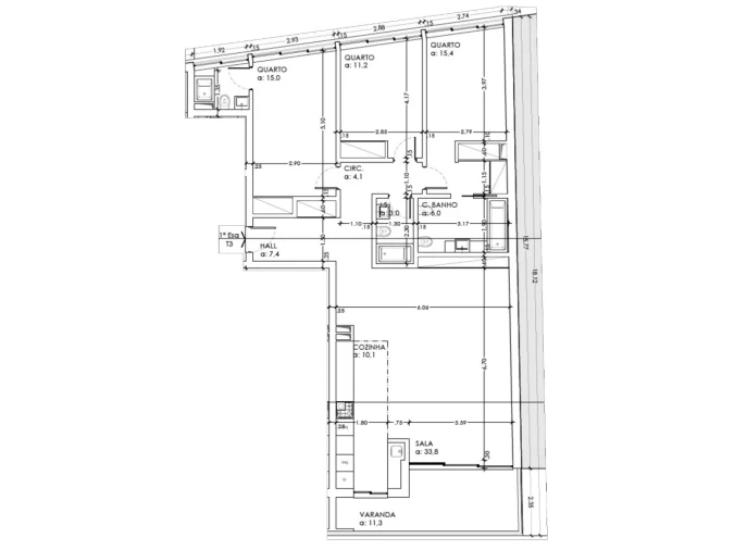 Apartamento T3 para Venda em Sesimbra (Castelo) Planta 1