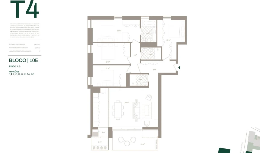 Apartamento T4 para Venda em Santa Marinha e São Pedro da Afurada Planta 1