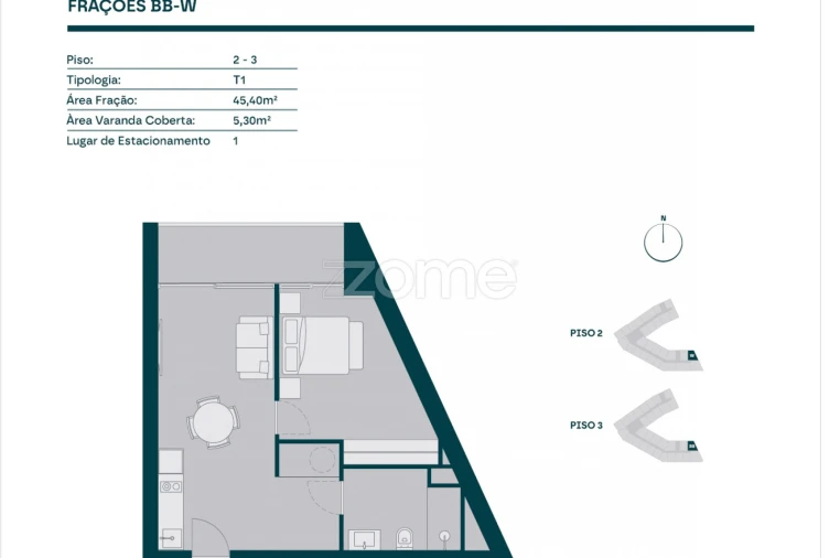 Apartamento T1 para Venda em Paranhos Planta 1