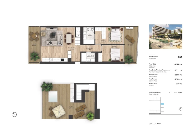 Apartamento T2 para Venda em Faro (Sé e São Pedro) Planta 1