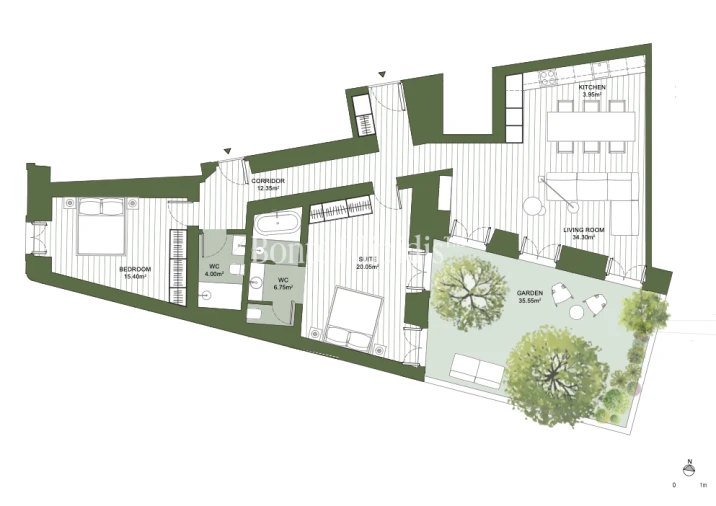 Apartamento T2 para Venda em Misericórdia Planta 1