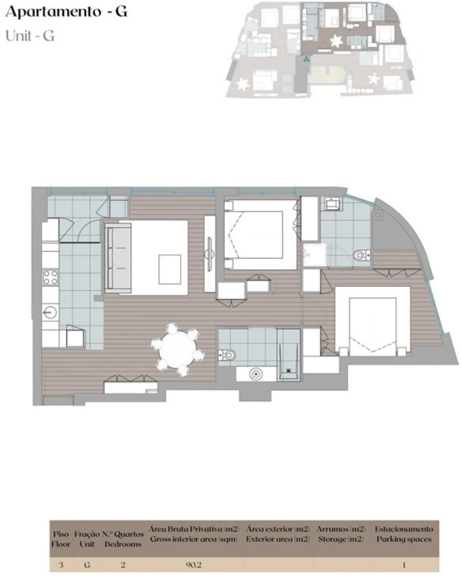 Apartamento T2 para Venda em Mafamude e Vilar do Paraíso Planta 1
