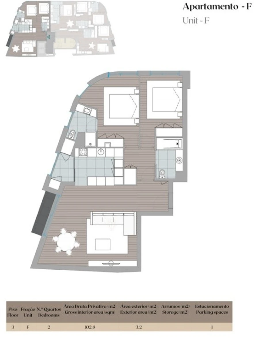 Apartamento T2 para Venda em Mafamude e Vilar do Paraíso Planta 1