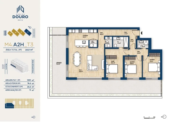 Apartamento T3 para Venda em Canidelo Planta 1