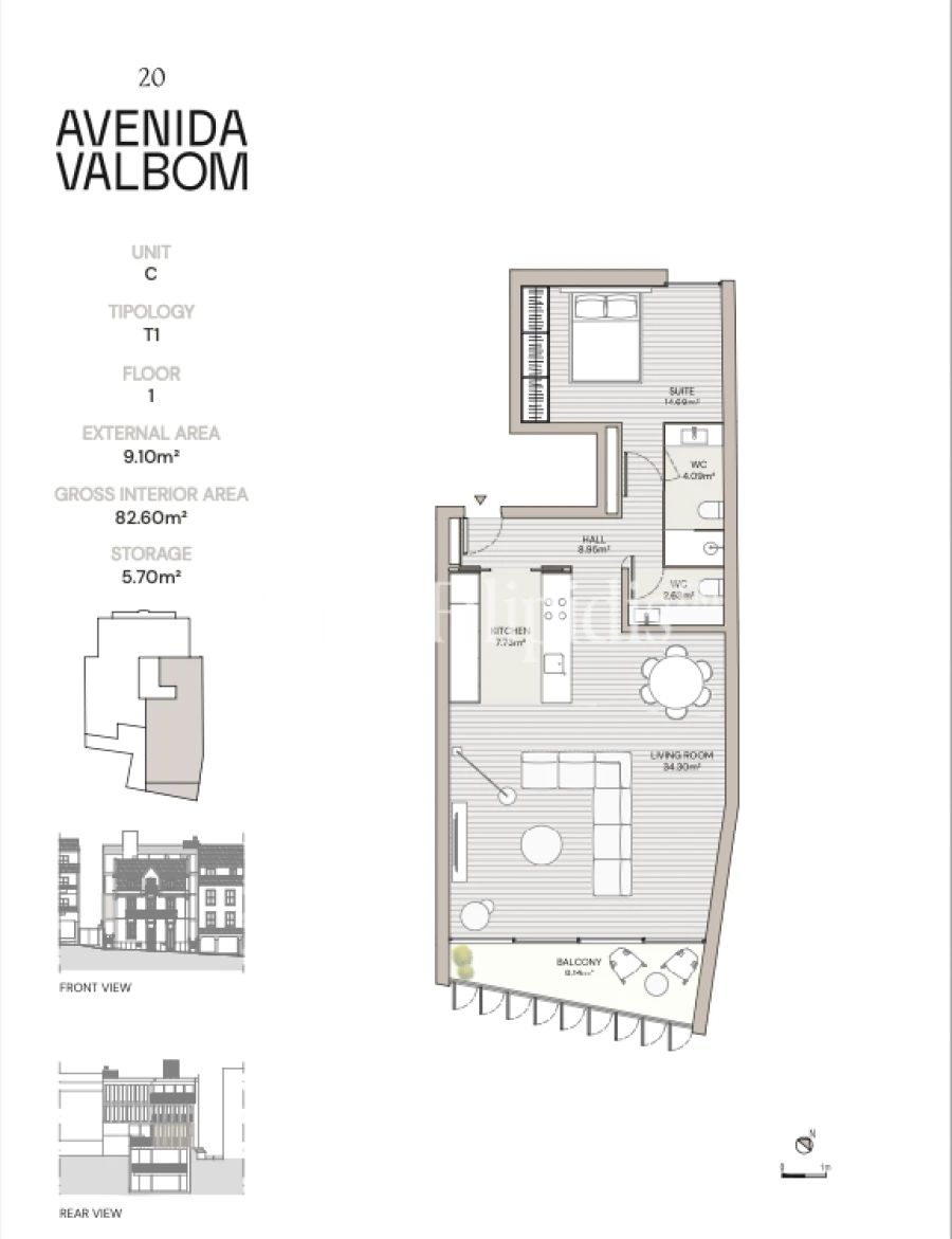 Apartamento T1 para Venda em Cascais e Estoril Planta 1