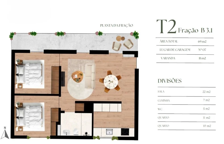 Apartamento T2 para Venda em Campanhã Planta 1