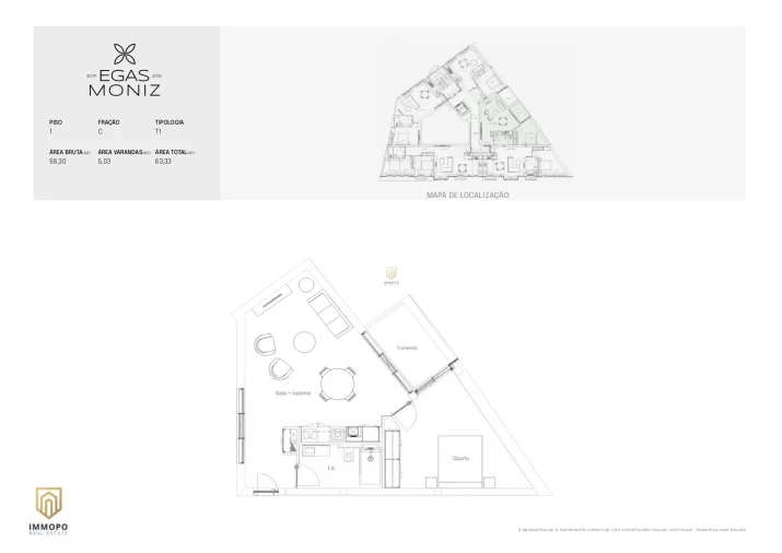 Apartamento T1 para Venda em Cedofeita, Santo Ildefonso, Sé, Miragaia, São Nicolau e Vitória Planta 1