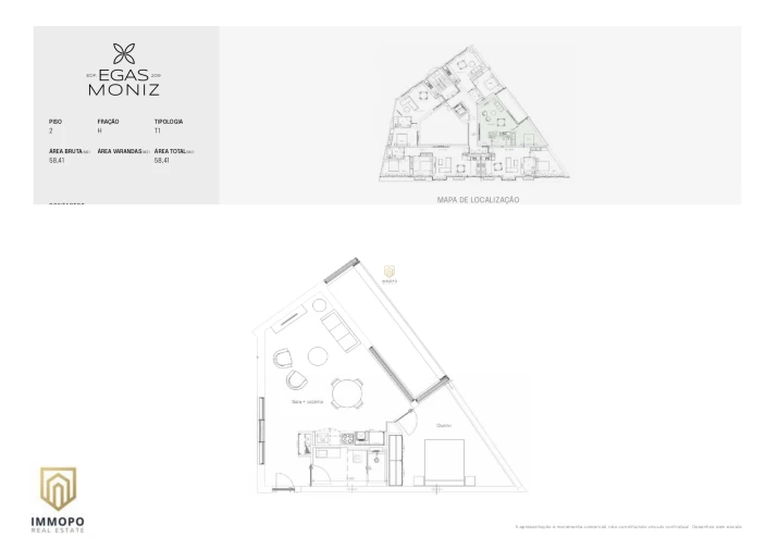 Apartamento T1 para Venda em Cedofeita, Santo Ildefonso, Sé, Miragaia, São Nicolau e Vitória Planta 1