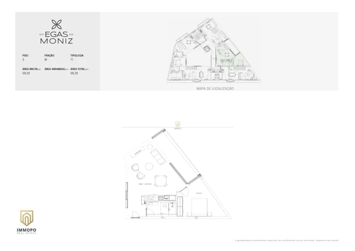 Apartamento T1 para Venda em Cedofeita, Santo Ildefonso, Sé, Miragaia, São Nicolau e Vitória Planta 1