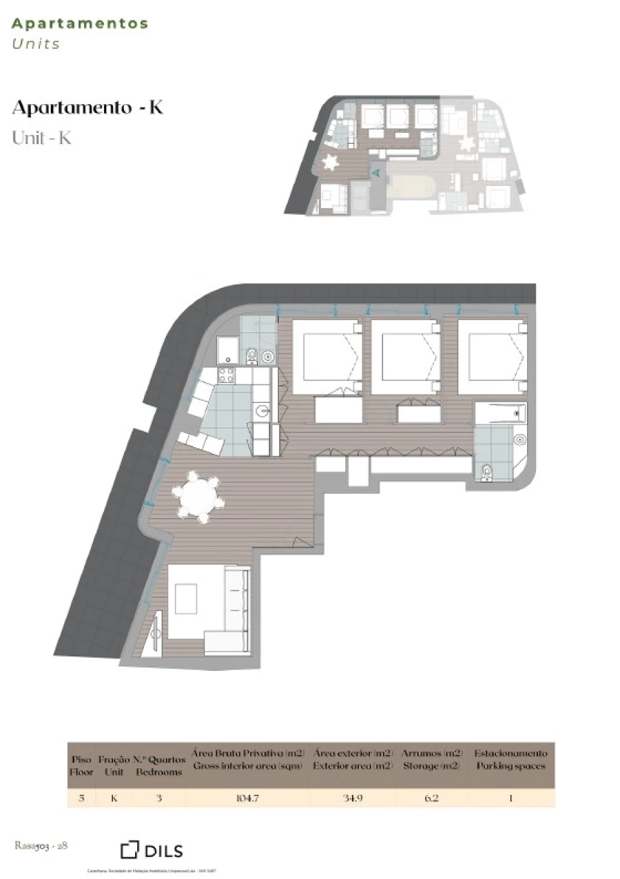 Apartamento T3 para Venda em Mafamude e Vilar do Paraíso Planta 1