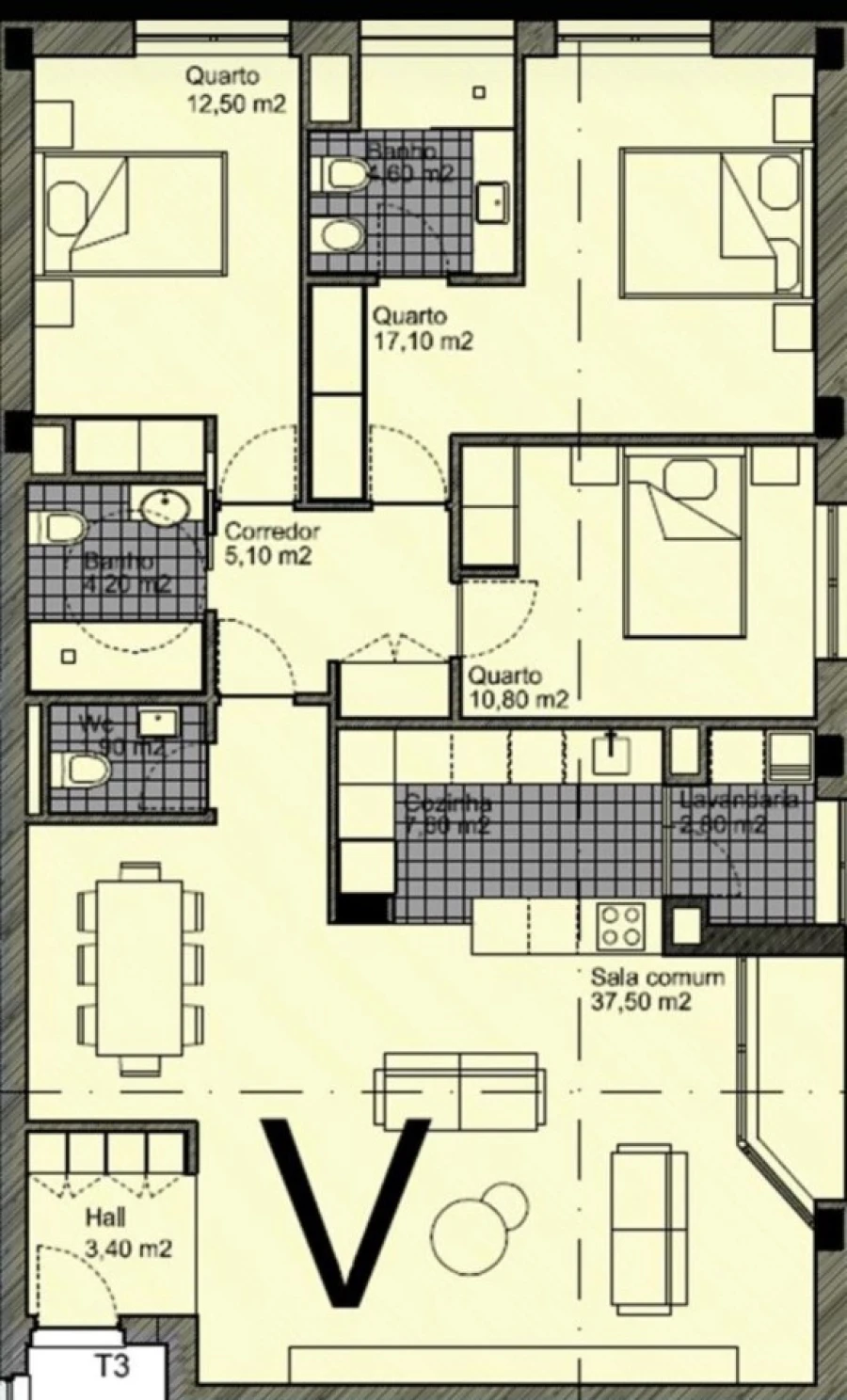 Apartamento T3 para Venda em Ermesinde Planta 1