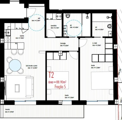 Apartamento T2 para Venda em Freamunde Planta 1