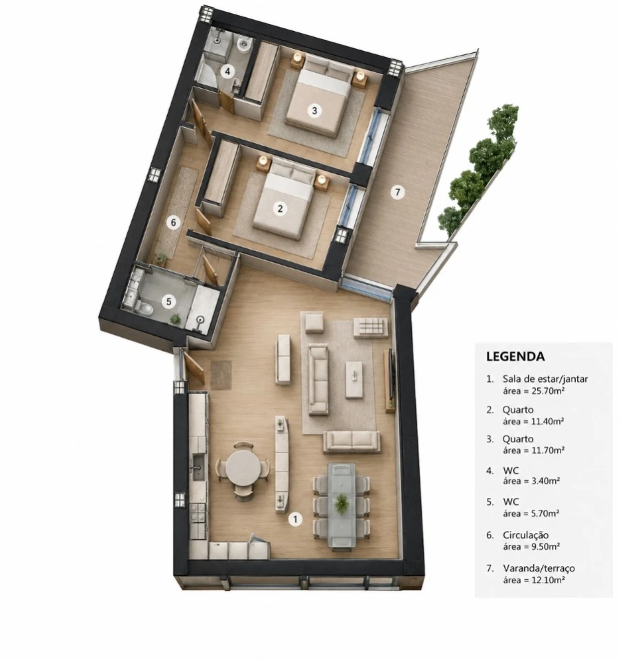 Apartamento T2 para Venda em Freamunde Planta 1