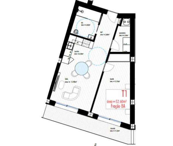 Apartamento T1 para Venda em Freamunde Planta 1