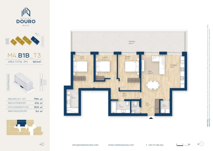 Apartamento T3 para Venda em Canidelo Planta 1