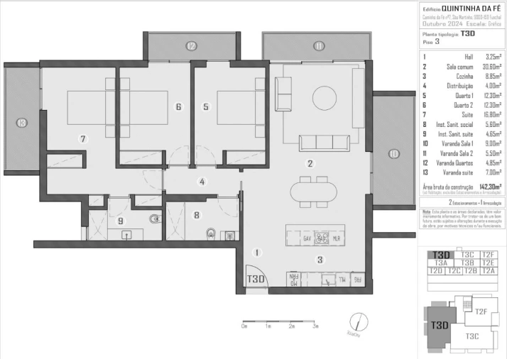 Apartamento T3 para Venda em São Martinho Planta 1