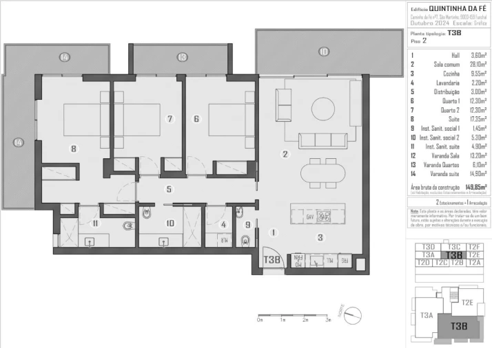 Apartamento T3 para Venda em São Martinho Planta 1
