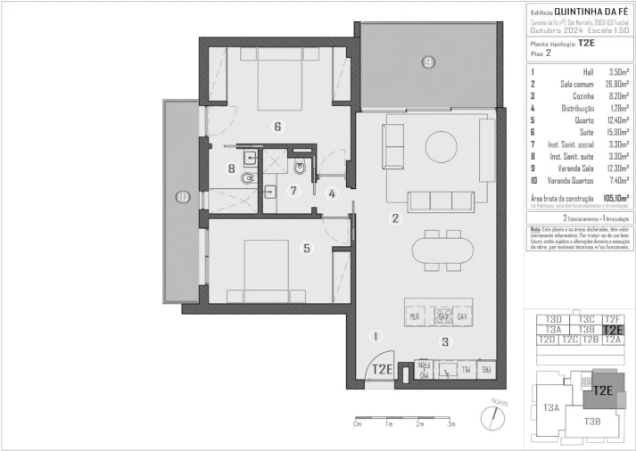 Apartamento T2 para Venda em São Martinho Planta 1