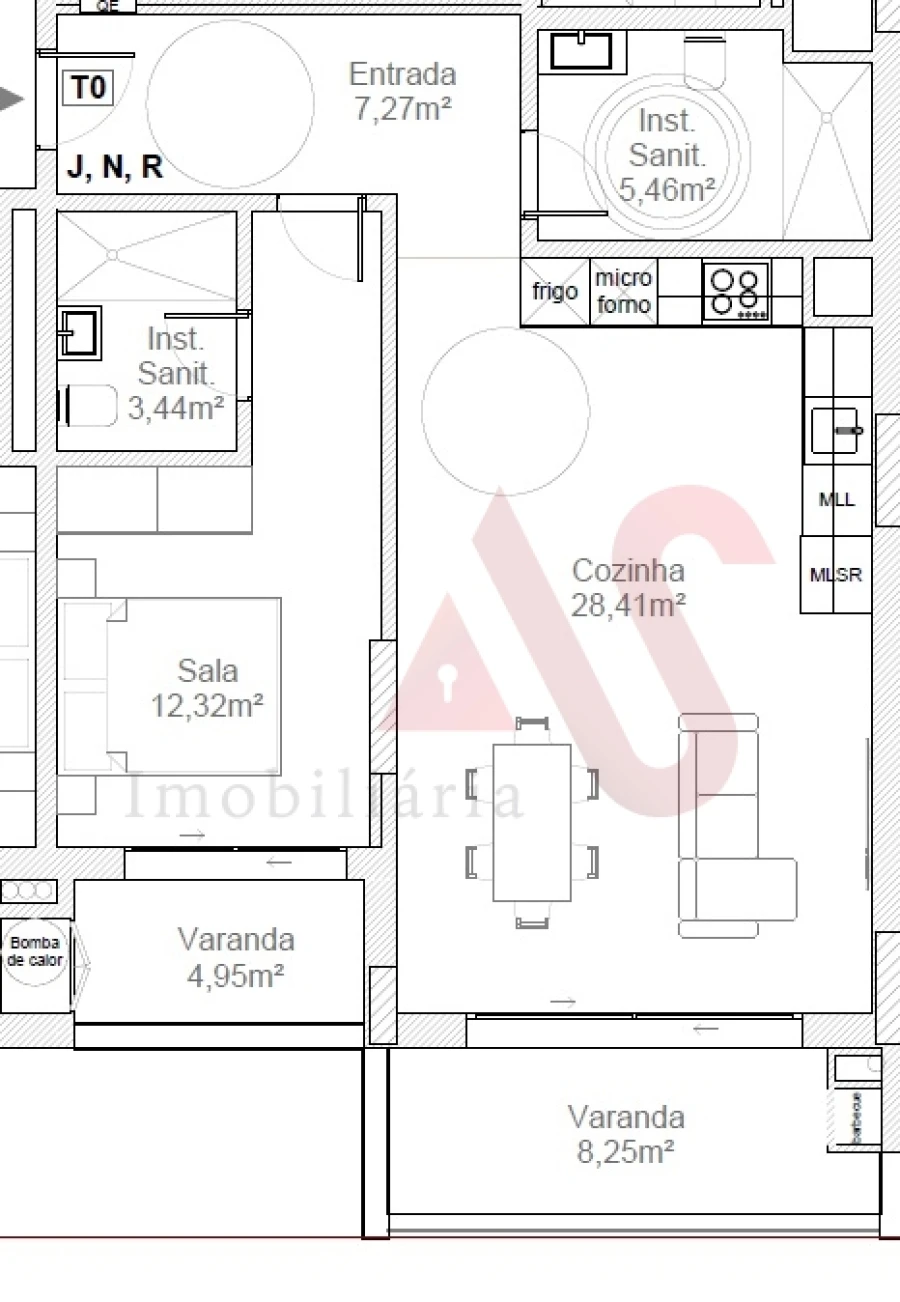 Apartamento T1 para Venda em Armação de Pera Planta 1