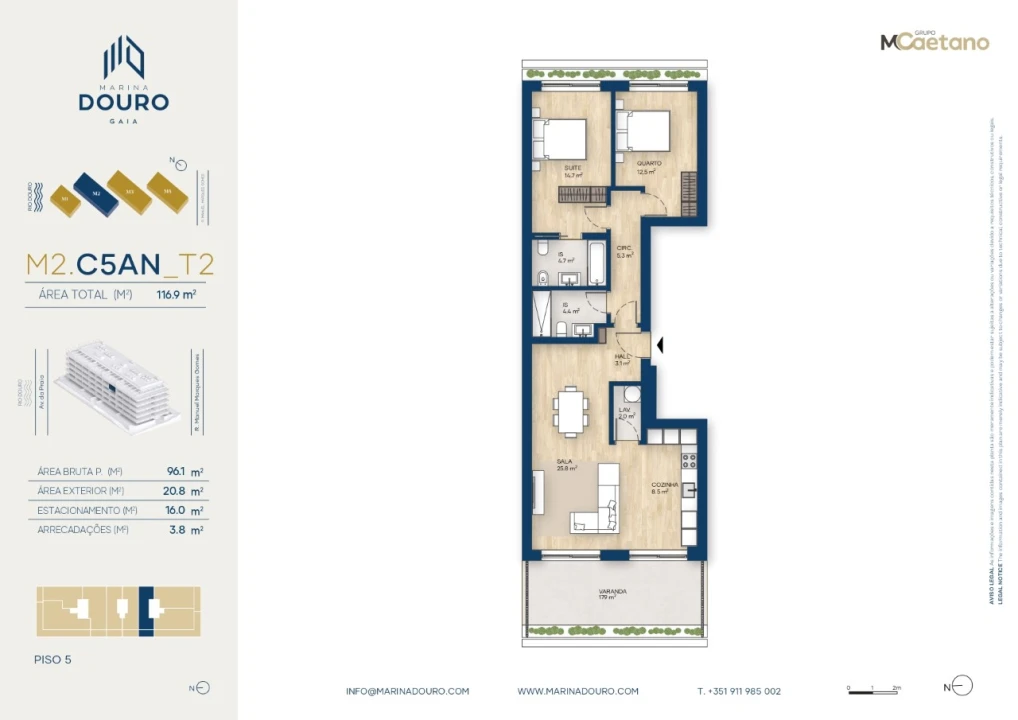 Apartamento T2 para Venda em Canidelo Planta 2