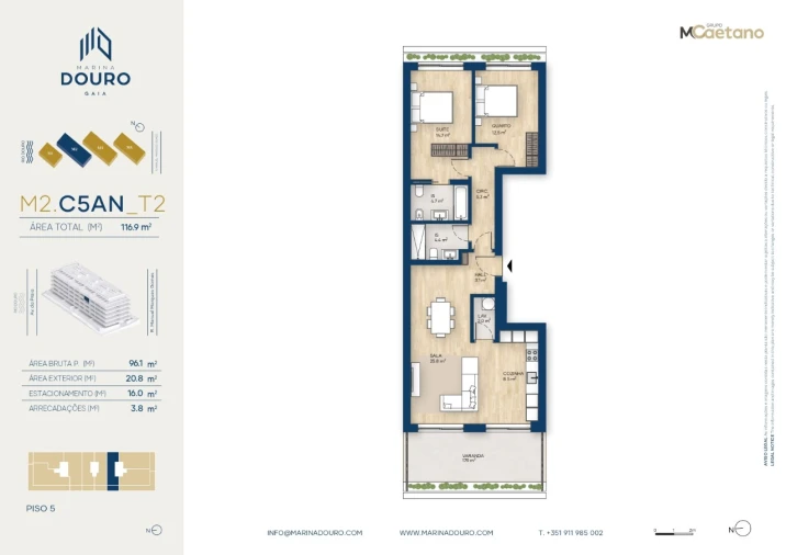 Apartamento T2 para Venda em Canidelo Planta 2