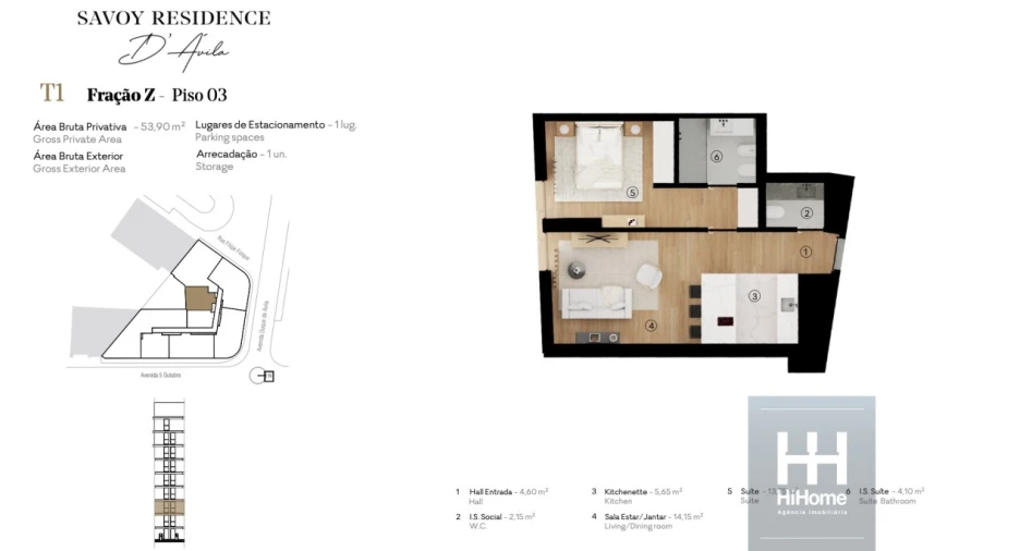 Apartamento T1 para Venda em Avenidas Novas Foto 10