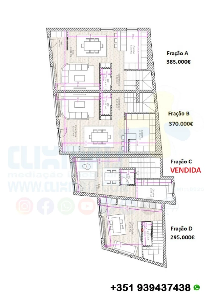 Moradia T2 para Venda em Lamas Planta 1